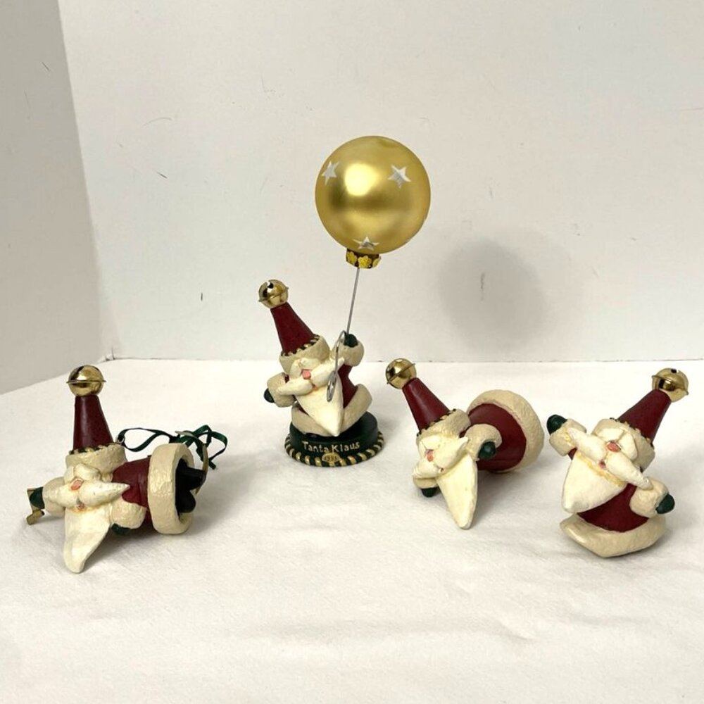 Tanta Klaus 1995 Peter Blank Set 4 Collectible Santa Claus Figurines Bell‎ Hat